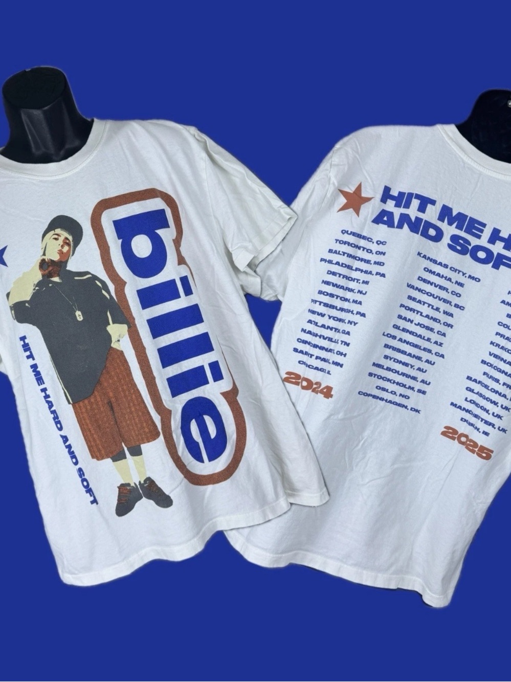 Billie Eilish Tour Merch Shirt XXL White Hit Me Hard and Soft Concert Graphic